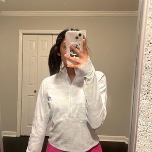 white and grey lululemon quarter zip up!